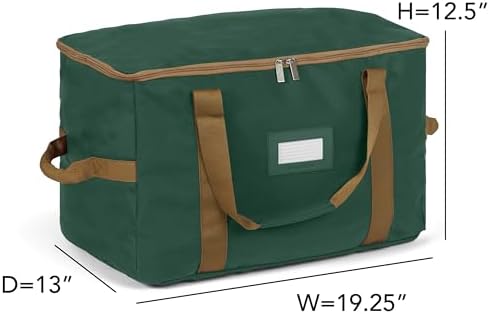 Covermates Adjustable Ornament Storage Bag, 19.25"W x 13"D x 12.5"H, Green