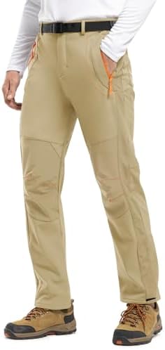 TBMPOY Men's Snow Ski Hiking Pants Waterproof Winter Fleece Lined Pants Camping Skiing Ice Fishing Pants with Belt