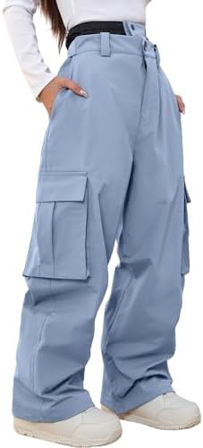 Women's Baggy Snow Snowboard Pants Loose Fit Cargo Ski Pants Bibs Insulated