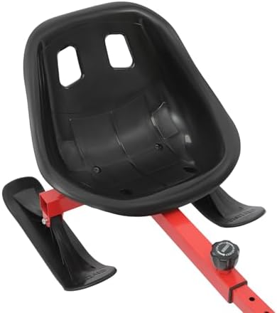 Snow Racer Sled, 198LBS Capacity Adjustable Length Snow Racer Scooter with 5.9ft Rope, Plastic Modern Red Ski Slider for Outdoor Skiing, Skating, Sand Sliding