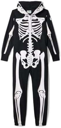 Tipsy Elves Men's Halloween Skeleton Costume Hooded Jumpsuit Adult Onesie