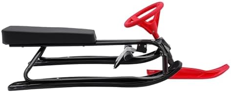Snow Racer Seld, Metal Sleds for Snow Sled Heavy Duty Winter Sled Steerable Snow Sled, Steerable Snow Scooter Sled,Age 3+