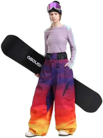 GSOU SNOW Womens Mens Snowboard Pants Baggy Snow Ski Pants for Snowsports