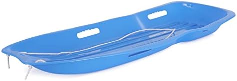 Slippery Racer Downhill Xtreme Flexible Adults and Kids Plastic Toboggan Snow Sled for Up to 2 Riders with Pull Rope, (2 Pack) (Blue/Blue)
