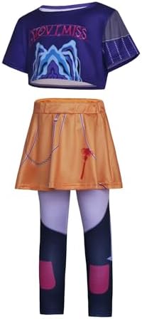 Demon Girls Cosplay Halloween Hunters Costume Top and Pants Set for 3–14 Yrs Events and Parties