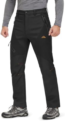 MAGCOMSEN Men's Snow Ski Pants Fleece Lined Water Resistant Winter Pants with 4 Zip Pockets for Snowboard Hiking Outdoor