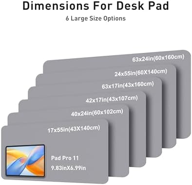 Aothia Faux Leather Desk Mat - Large Mouse Pad, Non-Slip PU Leather Blotter, Waterproof Writing Surface for Office and Home (Light Grey, 40" x 24")