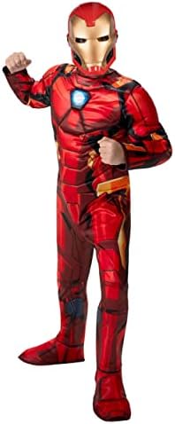 Marvel Iron Man Official Youth Halloween Costume - Premium Quality Padded Jumpsuit with Plastic Mask