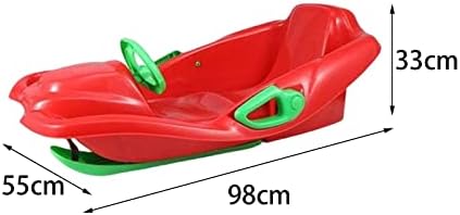 harayaa Snow Sled Steerable Toboggan Bobsled Ski Board with Steering Wheel Side Handles Reinforced Base Double Slides HDPE Heightened Back Suitable