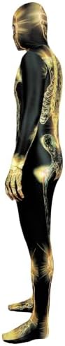 Uisozsfeb Men's Skeleton Costume Glow in Dark Jumpsuit Light Up Bodysuit