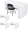 HolidayIdeas 4-Pack 6ft Open Back Fitted Tablecloths for Craft Shows White
