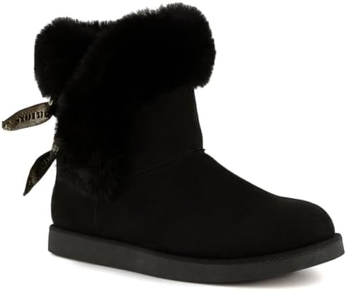 Juicy Couture Women's Slip On Winter Snow Boots Warm & Insulated Fur Lining Comfortable Fashion Booties