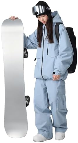 Women's Baggy Snow Snowboard Pants Loose Fit Cargo Ski Pants Bibs Insulated