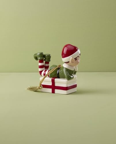 Lenox 896180 Elf Sitting On Present Christmas Tree Ornament