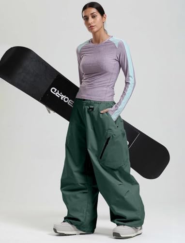 GSOU SNOW Mens Womens Ski Snow Pants Baggy Snowboard Pants Waterproof