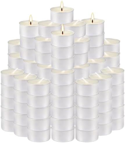 200 Pack White Bulk Candles, 6 Hour Unscented Tea Lights Candles
