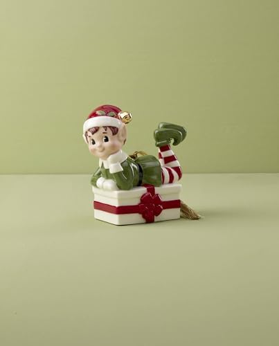 Lenox 896180 Elf Sitting On Present Christmas Tree Ornament