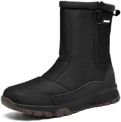 Nahomi Waterproof Snow Boots for Men, Warm Fur-Lined Side-Zip Winter Boots