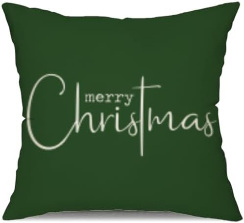 Allorry Christmas Pillow Covers Merry Christmas Throw Pillow Decorative Christmas Green Cotton Cloth Linen Cloth Pillow Cover Sofa Cover Decorative Rectangle Length 20X20 inches