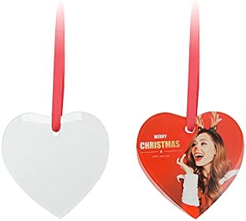 PYD Life 24 PCS Sublimation Blanks Ornament Glass Frosted 3" Heart Shaped