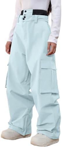Women's Baggy Snow Snowboard Pants Loose Fit Cargo Ski Pants Bibs Insulated
