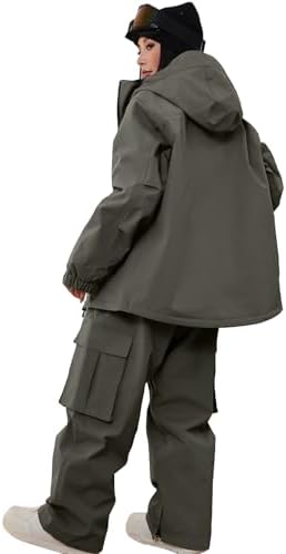 Women's Baggy Snow Snowboard Pants Loose Fit Cargo Ski Pants Bibs Insulated
