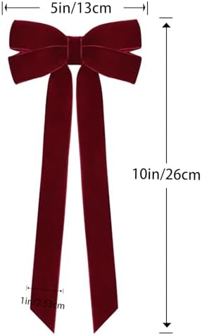 12Pcs Burgundy Velvet Ribbon Bows Christmas Tree Decorations,5in x 10in Xmas Ornaments for Tree Home Party Front Door Wreath Garland Holiday Decor