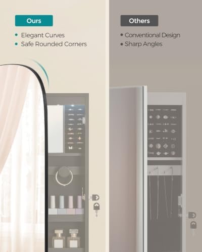 SONGMICS Jewelry Organizer, LED Jewelry Cabinet, Wall/Door Mounted