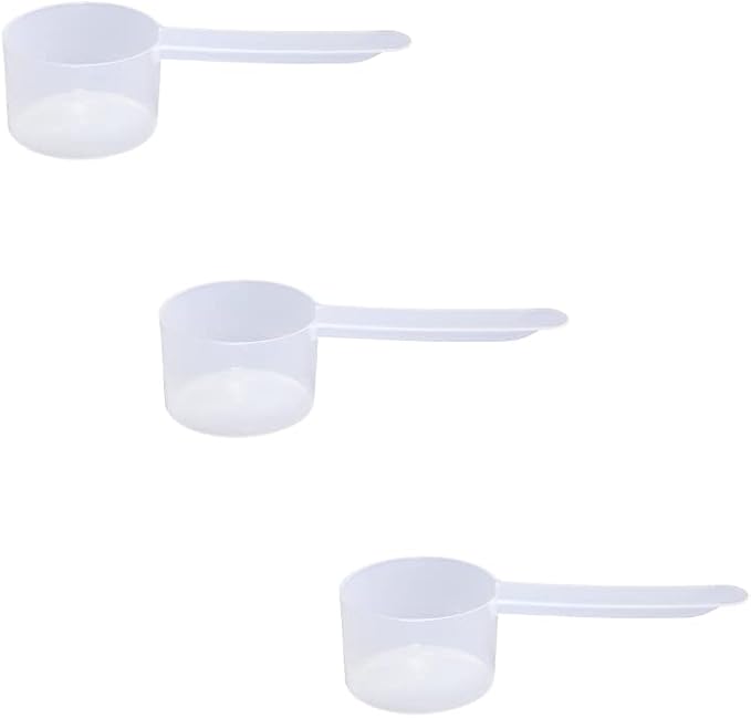 29.6cc Long Handle Measuring Scoop (2 Tablespoon / 1/8 Cup / 1 oz) - Heavy-Duty Plastic Spoon for Powders, Protein, Coffee, and Baking, 3-Pack