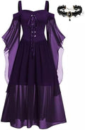 CHARMMA Women's Plus Size Butterfly Sleeve Gothic Halloween Dress