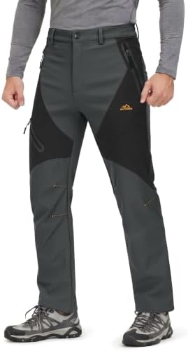 MAGCOMSEN Men's Snow Ski Pants Fleece Lined Water Resistant Winter Pants with 4 Zip Pockets for Snowboard Hiking Outdoor