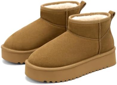 OXSTAR Winter Snow Boots for Women Cozy Plush Line Suede Boot