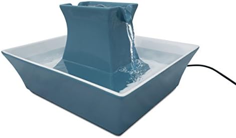 PetSafe Cat and Dog Water Fountain - Automatic Water Dispenser - Drinkwell Pagoda Ceramic Fountain for Pets - Filter Included - Blue - 70 oz, Model:PWW00-14898