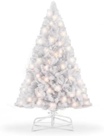 DUMOS 4.5 Ft Pre-lit Christmas Tree, White Artificial Xmas Tree