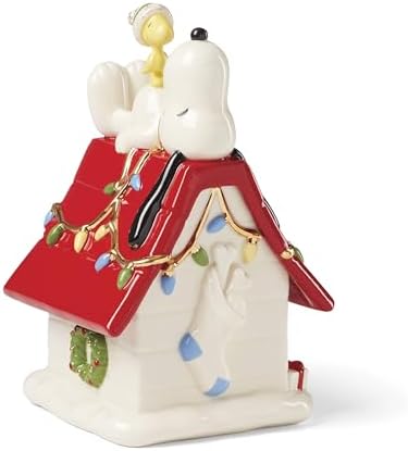 Lenox Peanuts Snoopy Christmas Candy Jar with Lid