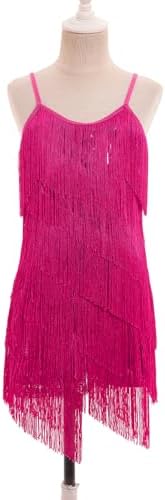 IDOPIP Kids Girls 1920s Flapper Dress Tassels Sequins Fringe Latin Dance Dress Gatsby Halloween Party Ballroom Dance Costumes