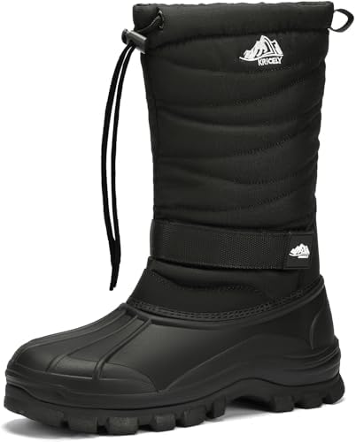 Kricely Men's Snow Boots Waterproof Non-Slip Outdoor Hiking Athletic Warm Fur Boot Comfortable Causual Cold-Weather Boots