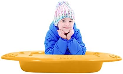 Superio Toboggan Snow Sleds for Kids and Adults, 2 Pack Heavy Duty Plastic Sliders with Handles and Hole for Pull Ropes- Kid and Adult Winter Fun