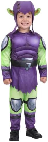 Toddler Boys Gobby Costume | Kids Spidey and His Amazing Friends Green Goblin Jumpsuit, Headpiece