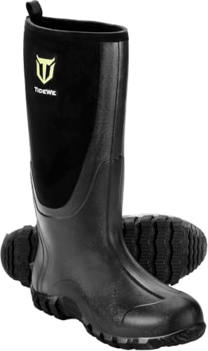 TIDEWE Rubber Boots for Men, Waterproof Rain Boots with Steel Shank