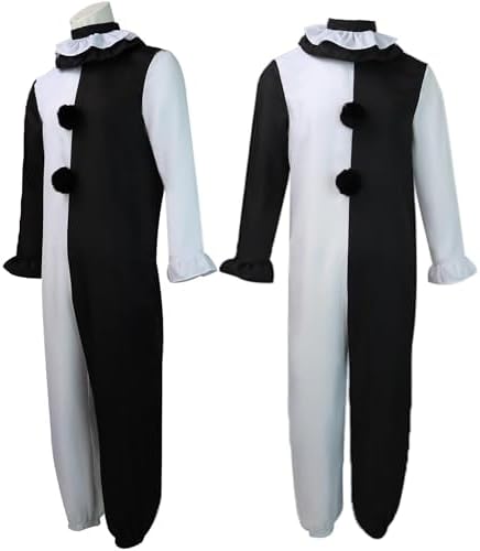 Kids Art Clown Costume with Bloody Mask Cosplay Outfit Boys Girls Ages 4-14