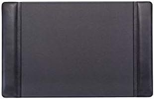 Dacasso Black Leather 22" x 14" Side Rails Desk Pad