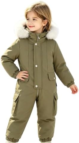 Toddler Girls Snow Suit Kids Boys One Piece Ski Jumpsuit Warm Padded Onesie