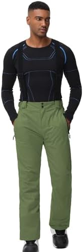 Men's Insulated Snow Pants Waterproof Ski Pant for Winter Hiking Bottom Leg Zipper Outdoor Pants Zipper Pockets