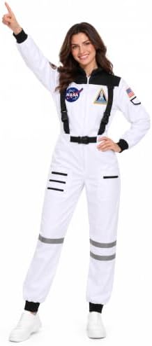 Women's Astronaut Costume, Adult Space Jumpsuit for Halloween