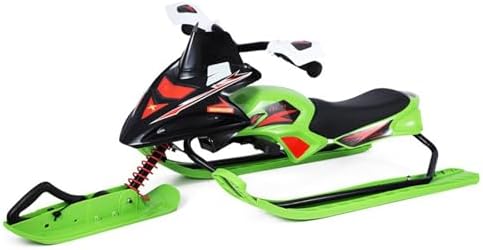 NYANS Snow Sleds,Snow Racer Sled, Ski Sled Slider Board with Steering Wheel, Retractable Pull Rope, Snowmobile Snow Bike Green