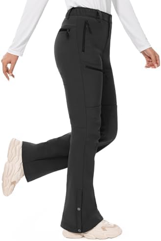 Hiauspor Women's Snow Ski Pants：Fleece Lined Water Resistant Warm Flare