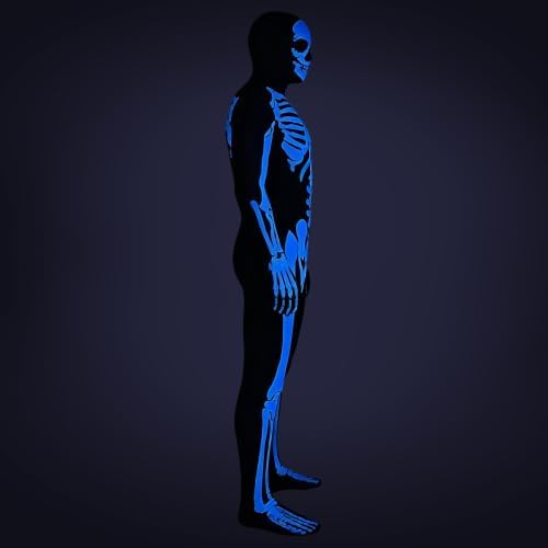 Uisozsfeb Men's Skeleton Costume Glow in Dark Jumpsuit Light Up Bodysuit