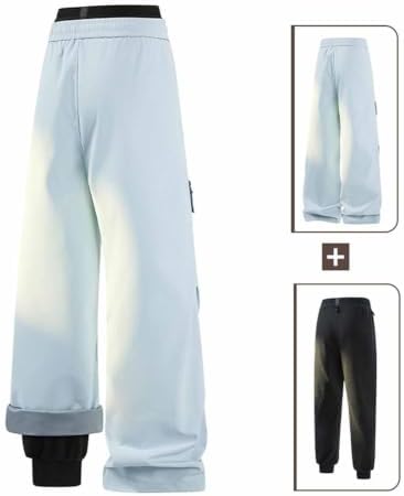 Xiaojmake Men's Baggy Snow Pants Zip Pocket Outdoor Winter Ski Trousers