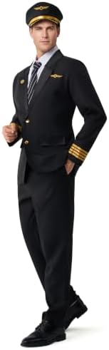 Spooktacular Creations Pilot Captain Costume Men, Pilot Uniform, Flight Jackets Outfit, Adult Halloween Captain Costumes